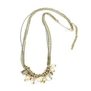 Chico’s Long Necklace Multi Strand Chains Signed Flapper Statement Jewelry